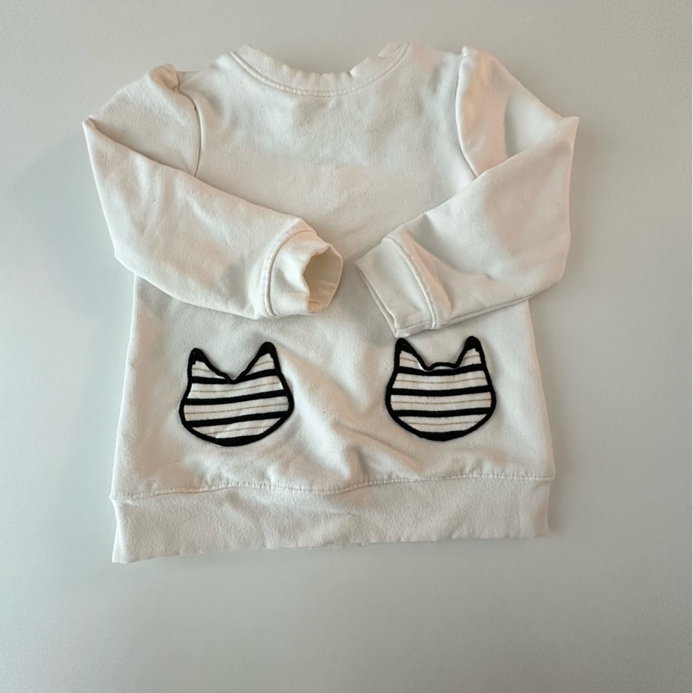 Gymboree White Sweatshirt with Black Cat Design